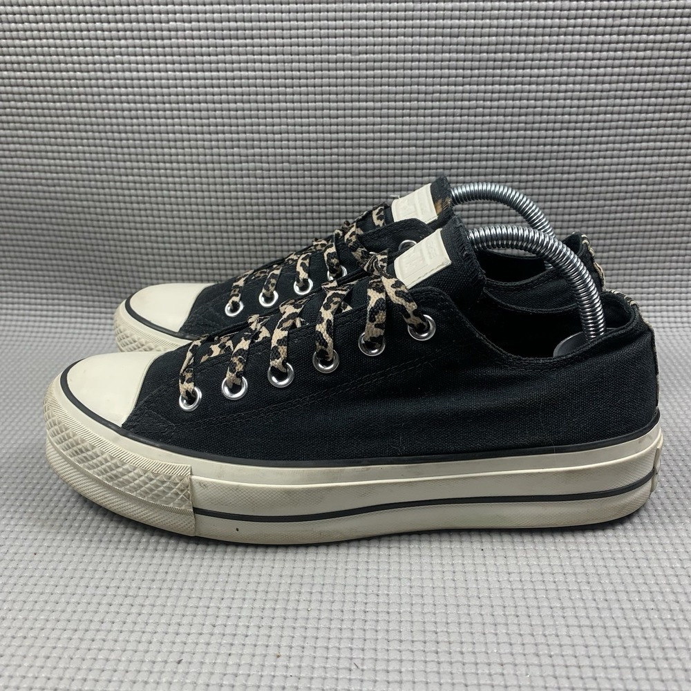 Converse All-Stars black platform Low Top women's size 9 Leopard‎ Animal print
